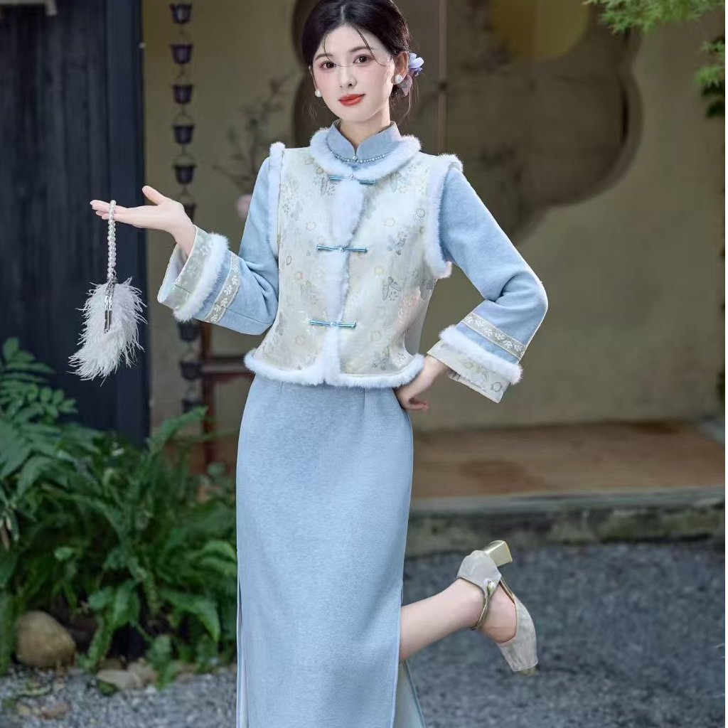 冬款【5836清冬】加绒加厚长款气质复古风日常中国风显瘦旗袍