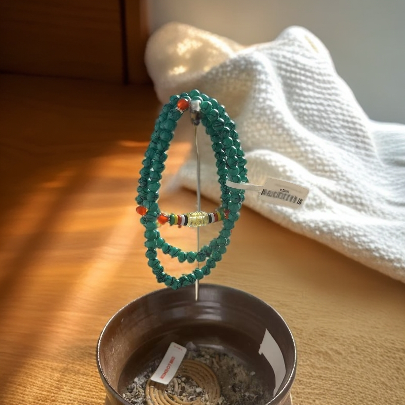 W024-蓝色108颗带粉色珠子0.8