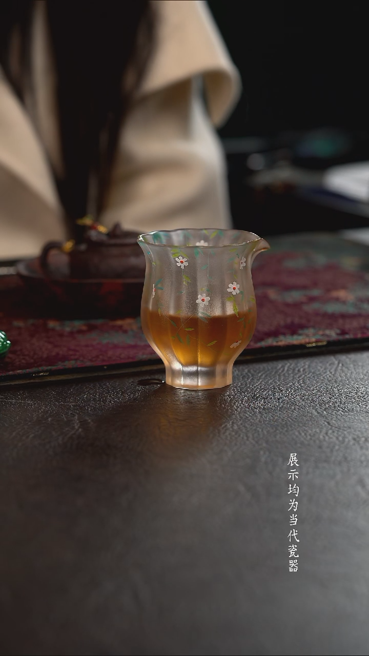 陶瓷杯周边琉璃心缘甄瓜楞公道 灵石兰花