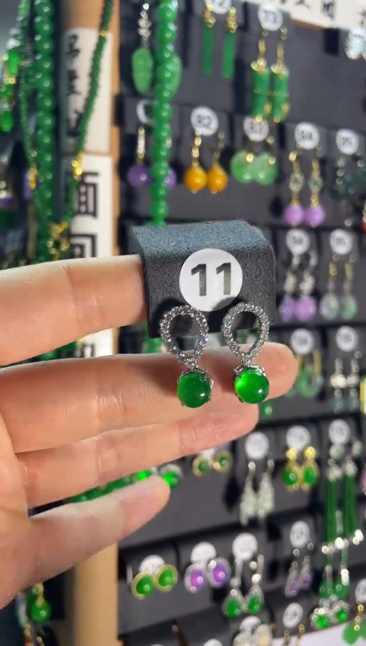 【闪购商品】翡翠耳饰银S925镶嵌11....