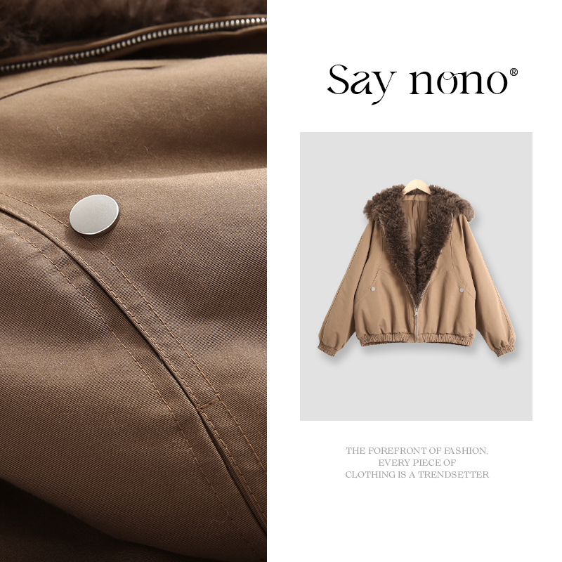 懒猫nono│Saynono 羊毛毛领宽松保暖羽绒服/XXXS2571