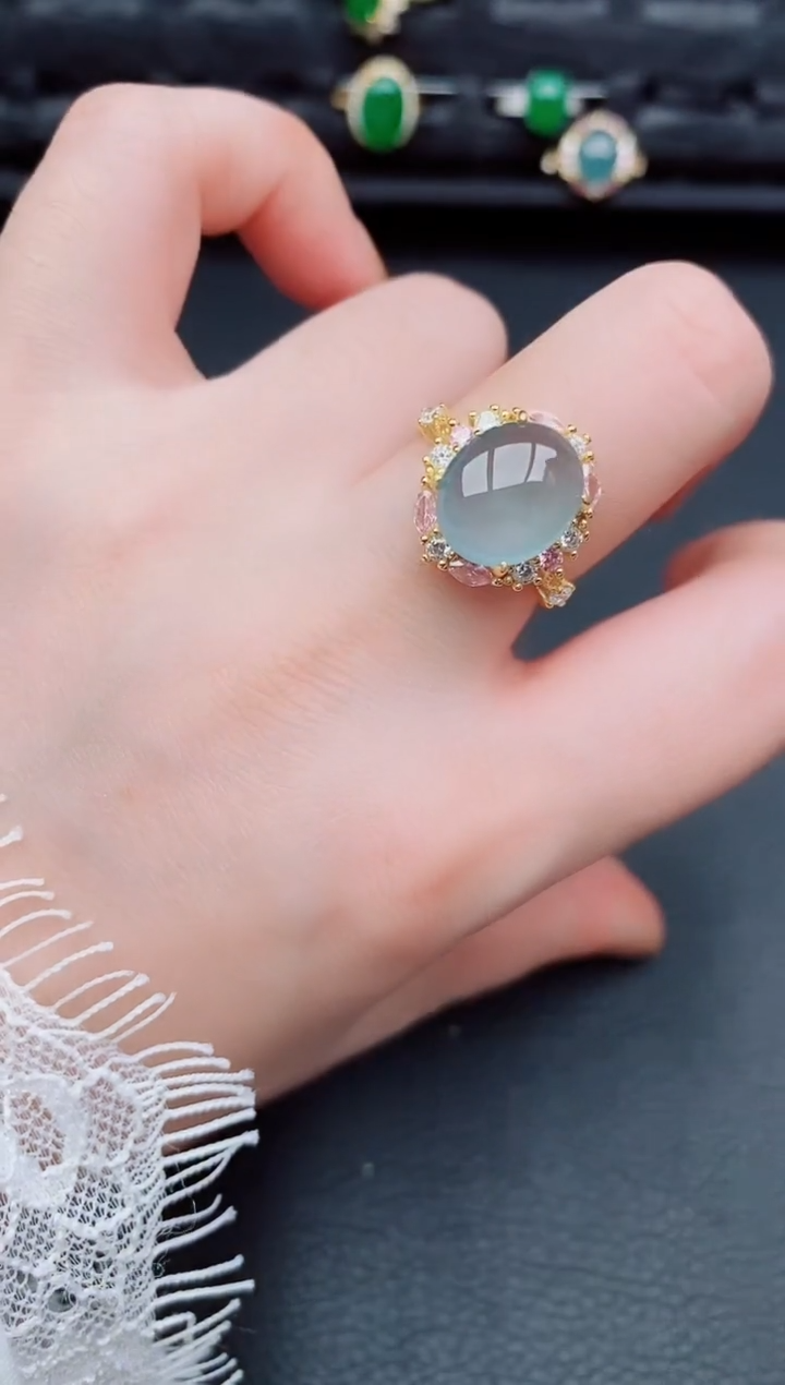 【闪购商品】翡翠戒指银S925镶嵌天然a货翡翠210