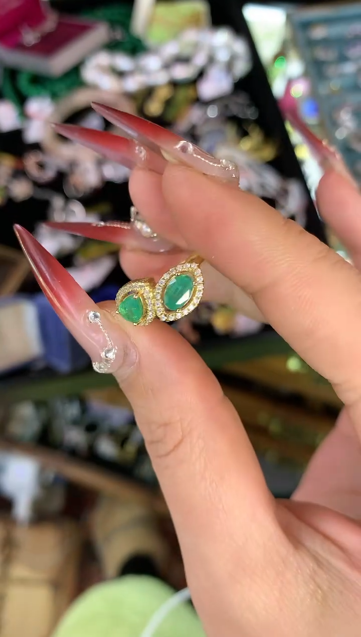 【闪购商品】祖母绿戒指银S925镶嵌楚楚中古珠宝甄选不退换