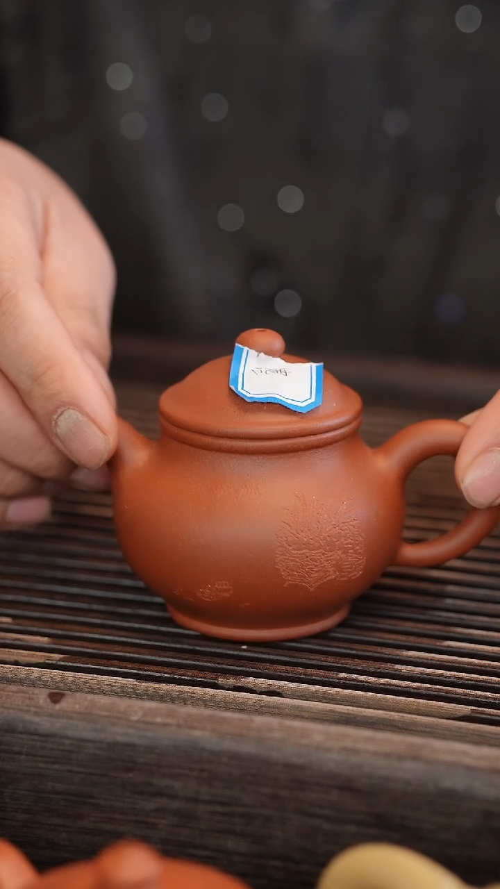 茶壶紫砂潘壶 红清水 半手工 130cc 【宽口 】