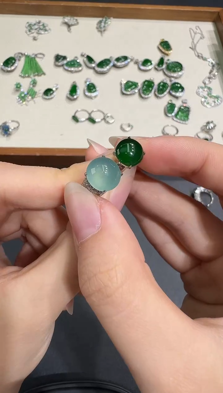 银S925镶嵌戒指翡翠X1211-1822-282