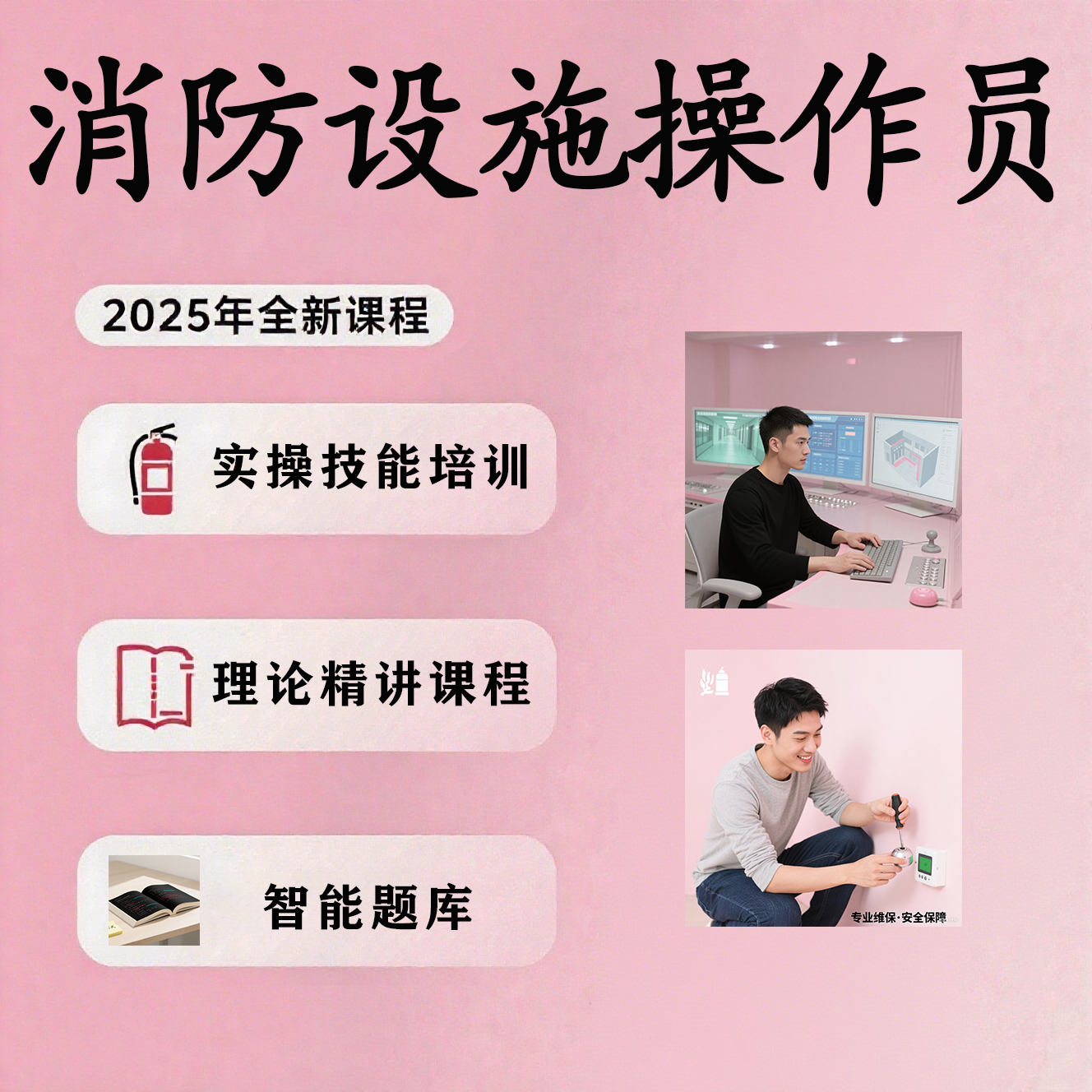 消防设施操作员，碎片化课15 分钟 / 节学设施操作，2 个月搞定考证