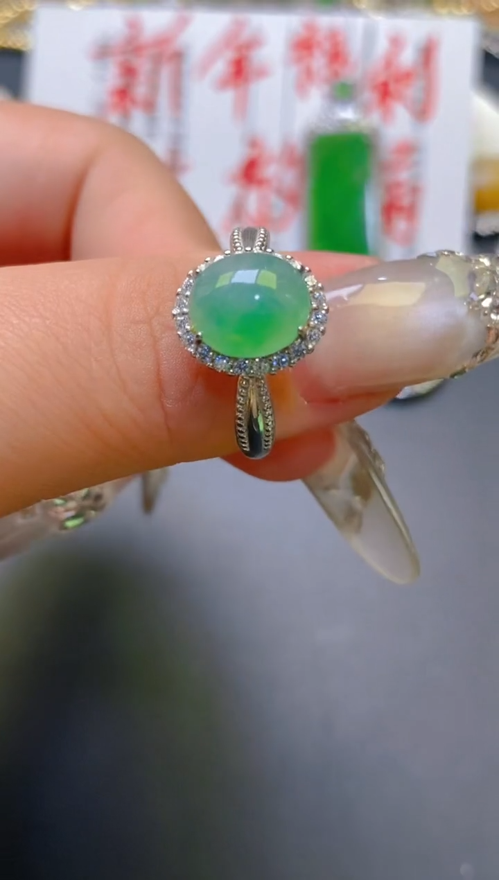 【闪购商品】翡翠耳饰银S925镶嵌天然A货翡翠1