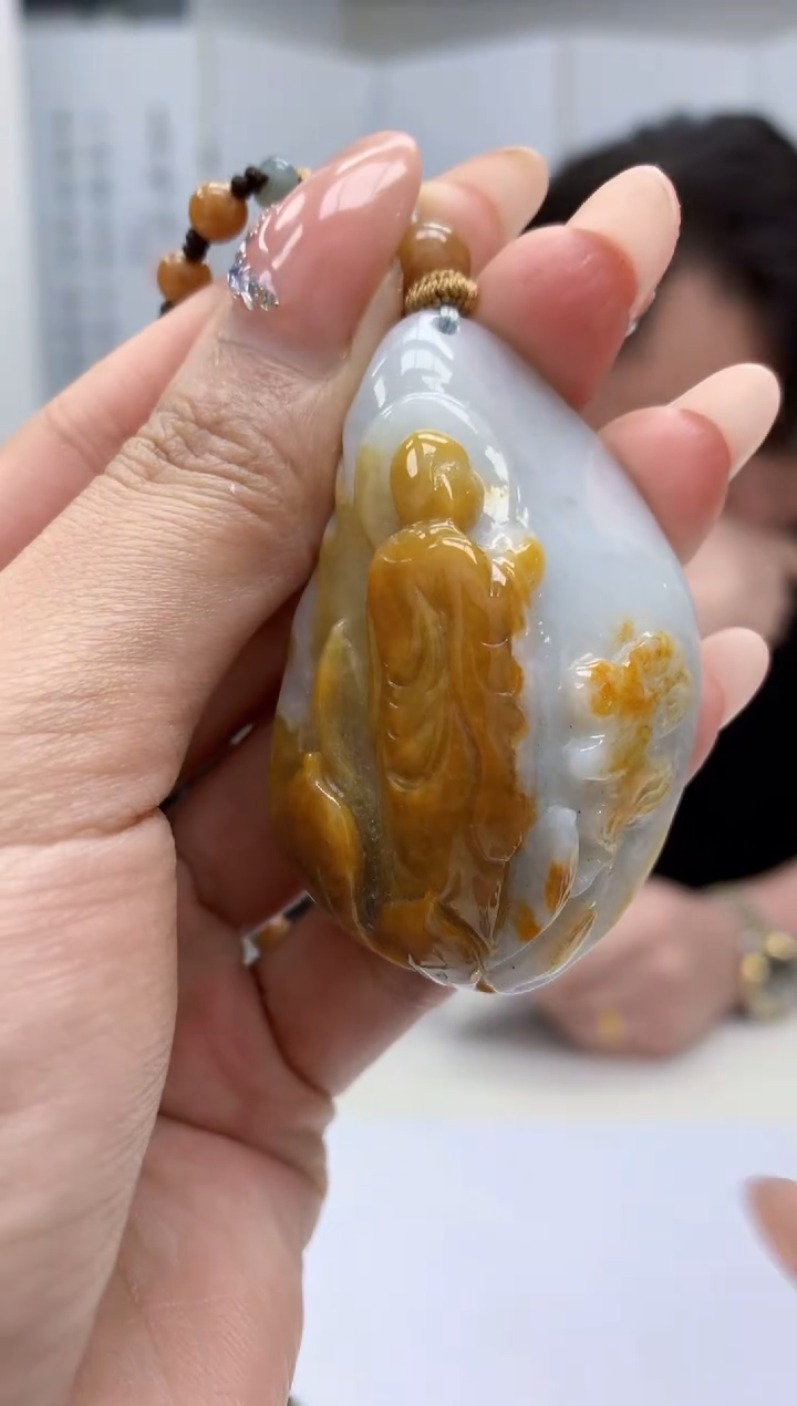 【闪购商品】定制翡翠未镶嵌5060MM-毛货挂件88赠珠链