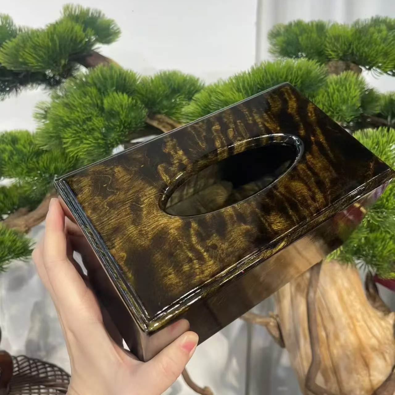 三匠红木 金丝楠阴沉木纸巾盒 22*12*8.5cm