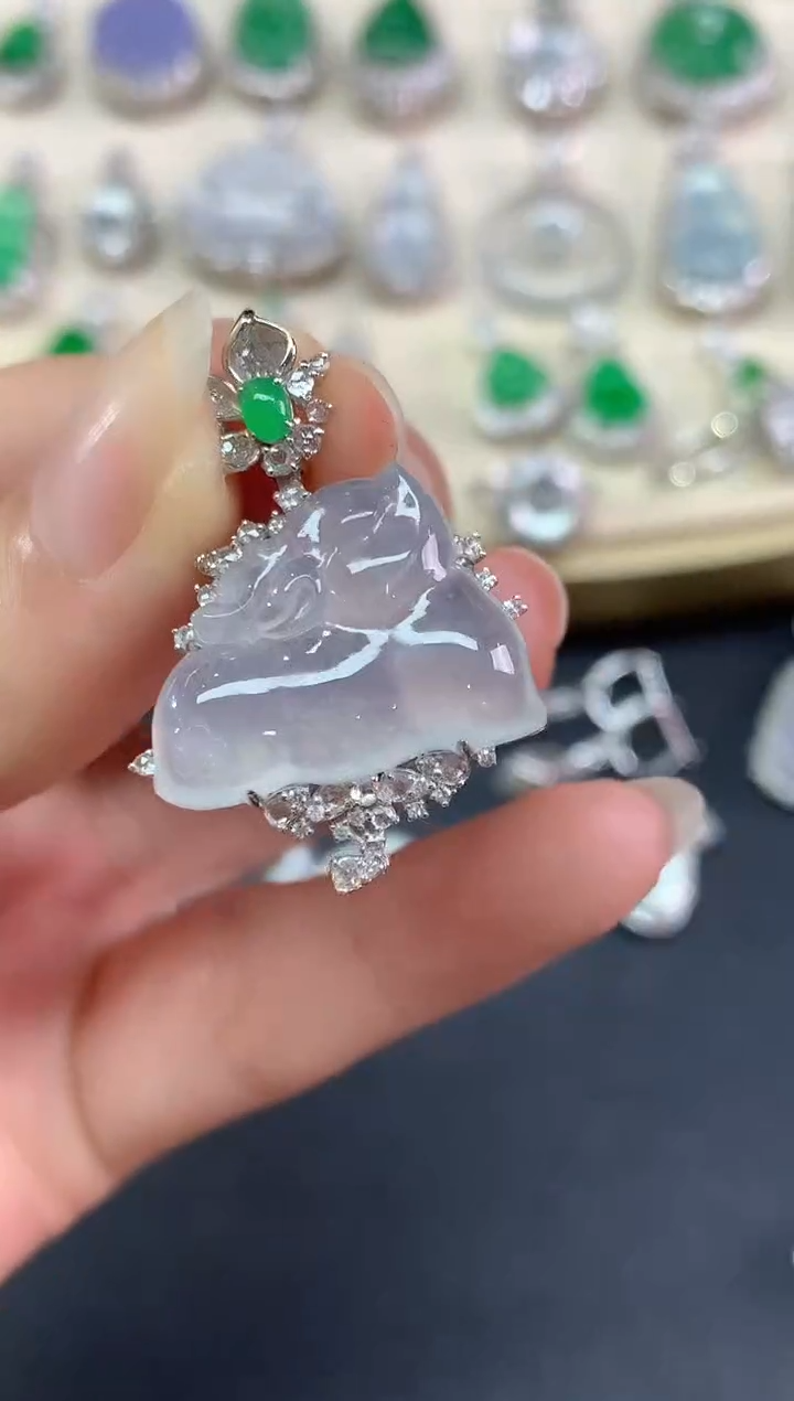 吊坠(不含链)18K金镶嵌翡翠吊坠(不含链)|9800