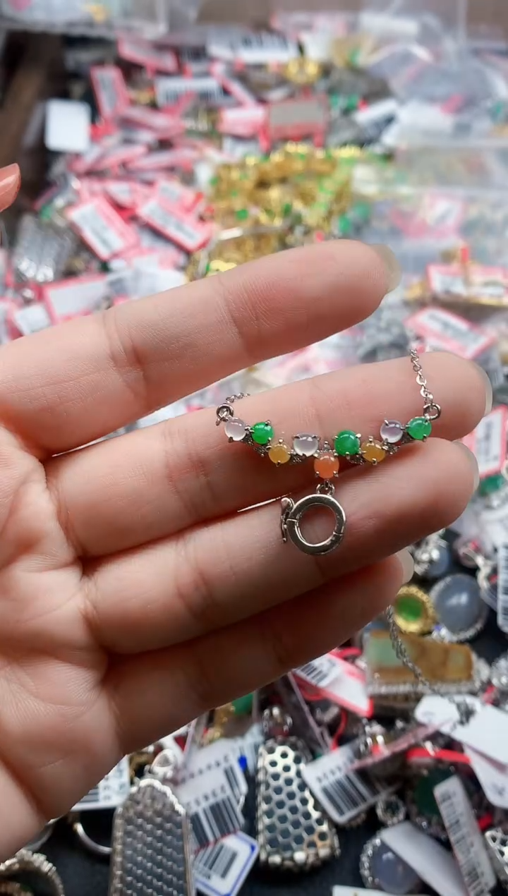 银S925镶嵌戒指翡翠天然A货缅甸翡翠