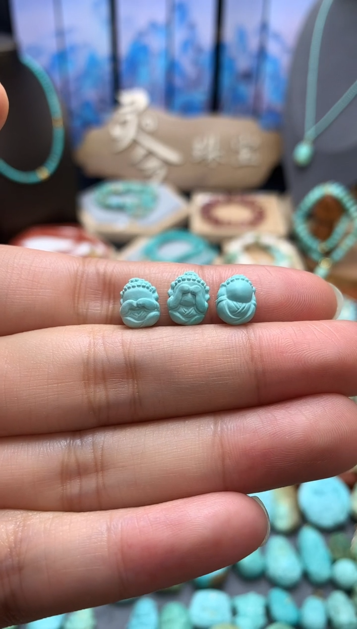 【闪购商品】绿松石挂件未镶嵌三不佛