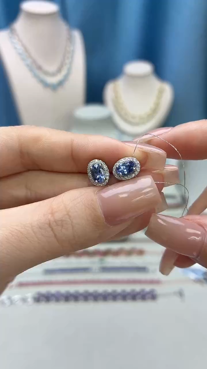 银S925镶嵌耳饰坦桑石230BJ1209产品一个（多样性）