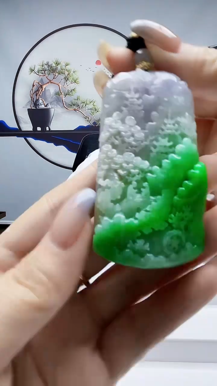 未镶嵌定制翡翠路*甲毛货-挂件69