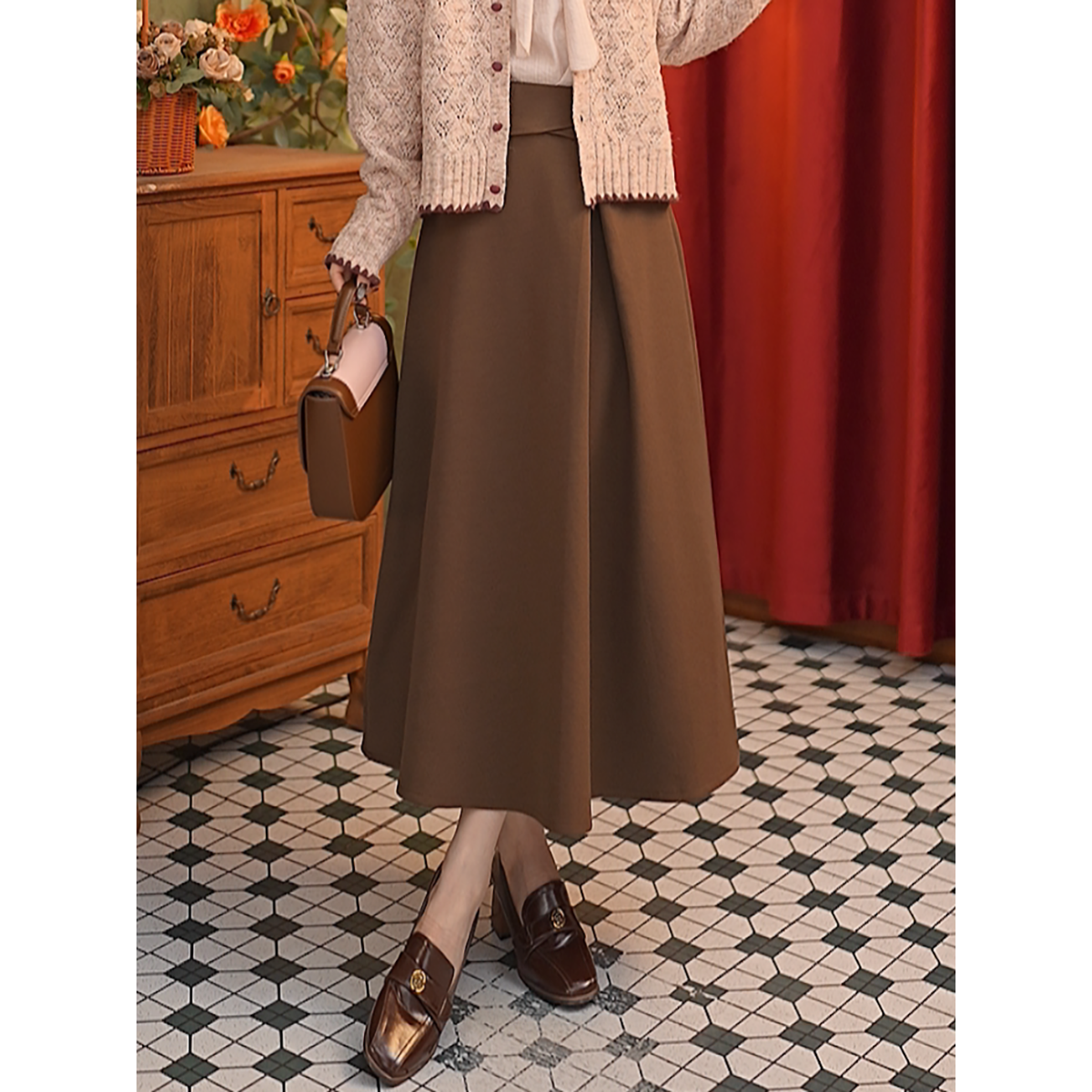 张嘉圆25新款秋季百搭时尚高腰显瘦小众半身裙#Y14174