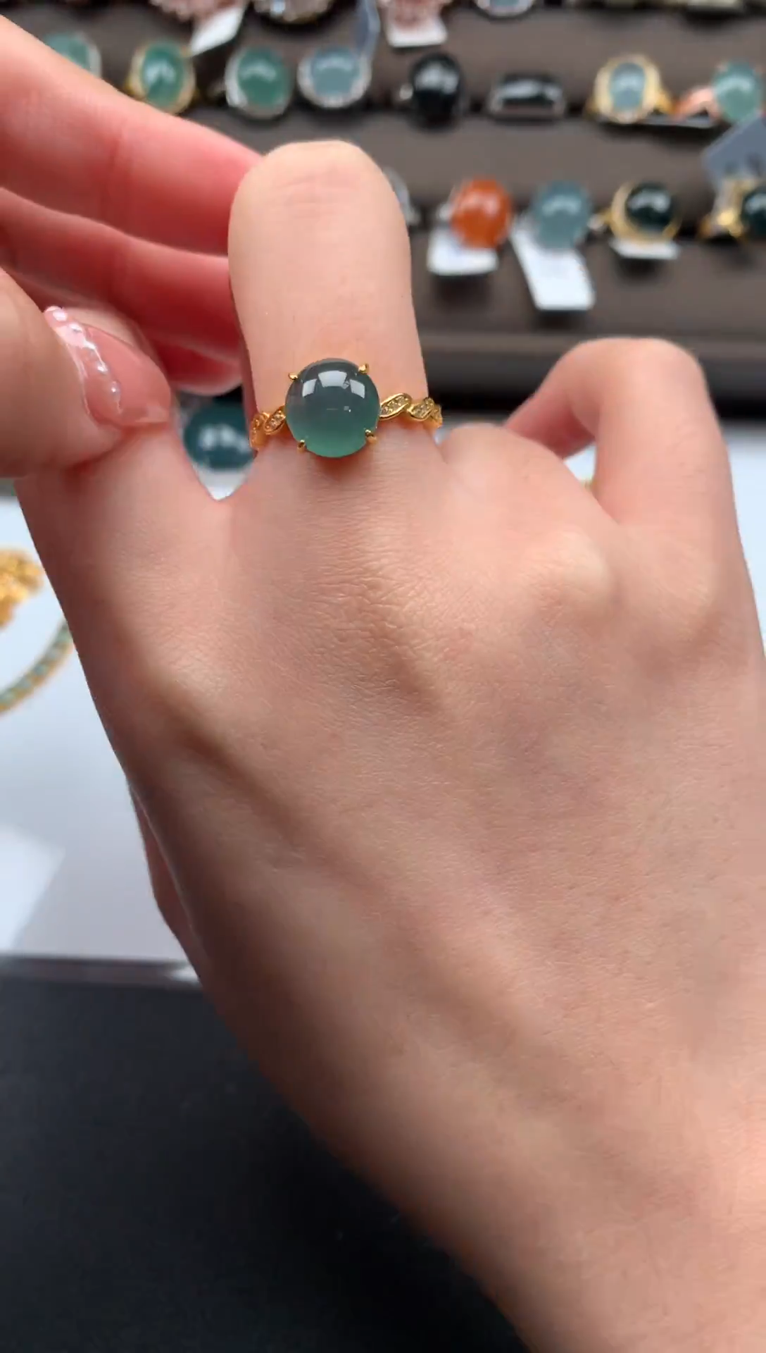 【闪购商品】翡翠戒指银S925镶嵌5214