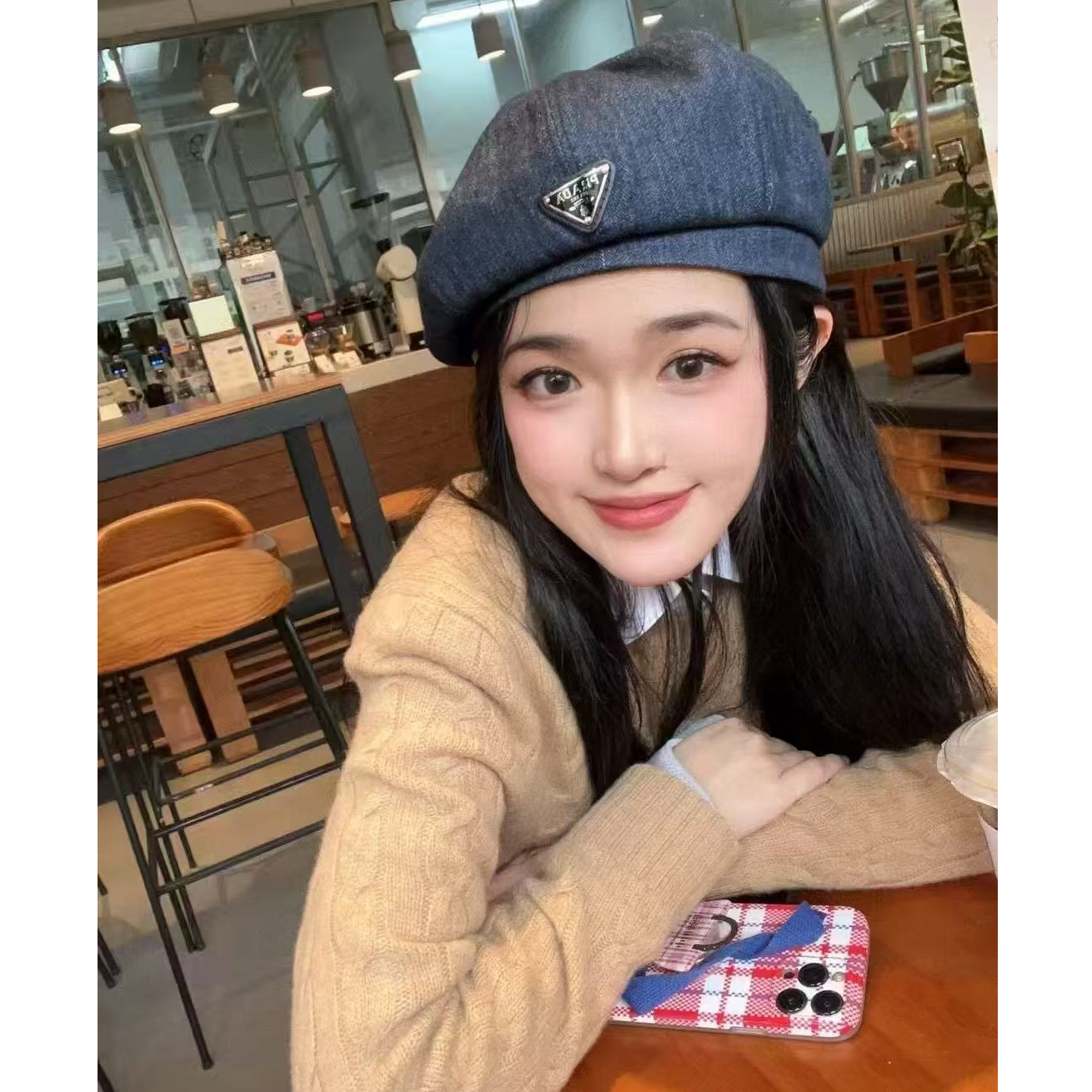 未使用 Prada/普拉达 娜娜专属牛仔蓝报童帽