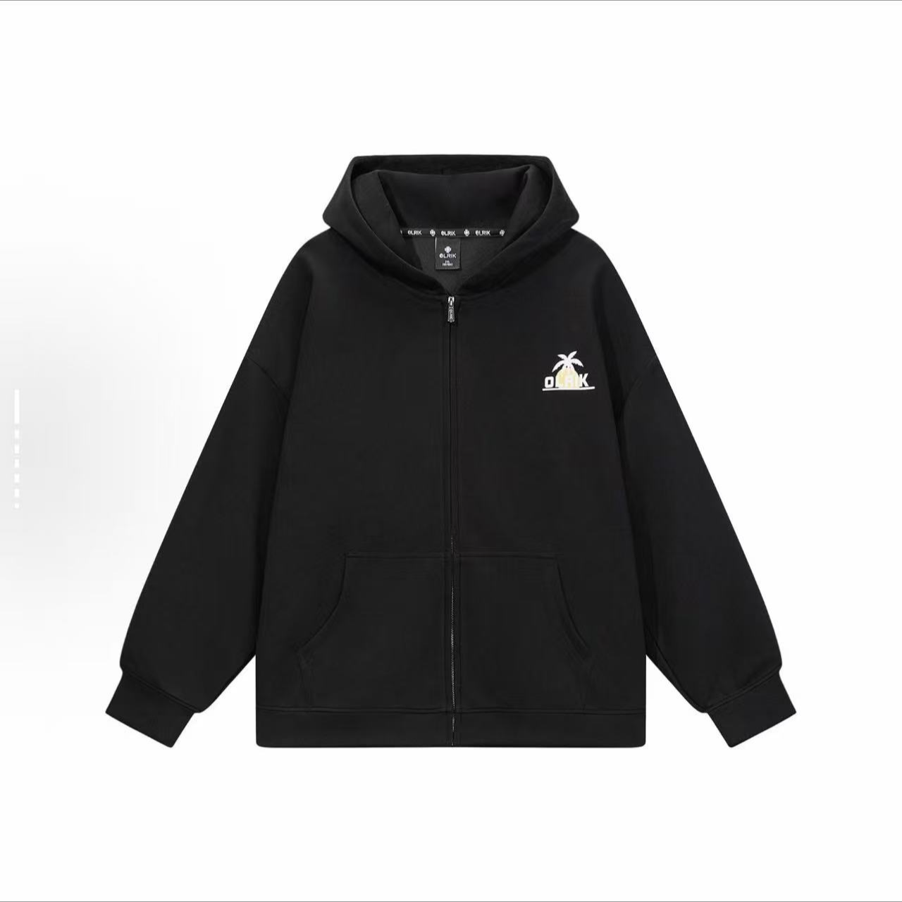 02607连帽开衫开衫款春秋落肩坑纹卫衣时尚加厚带帽上衣