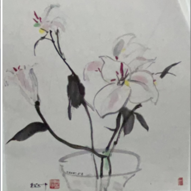 复刻版画吴冠中-晚香-44*48-0119