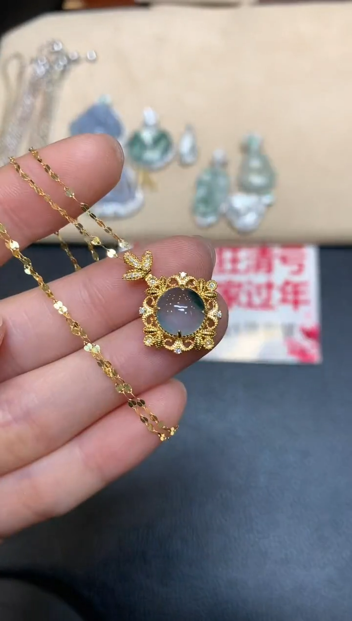 【闪购商品】翡翠颈饰18K金镶嵌【无服务费多样性发其一