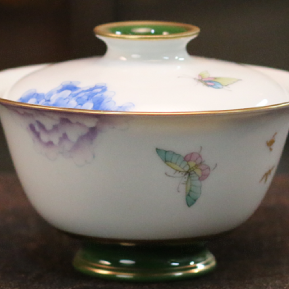 【九姐爱喝茶】石绿牡丹盖碗（华隐S1321）