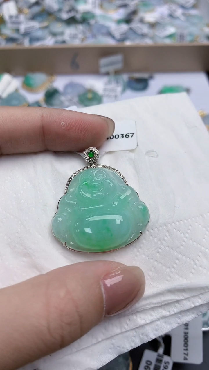 【闪购商品】翡翠颈饰18K金镶嵌天然缅甸翡翠A货