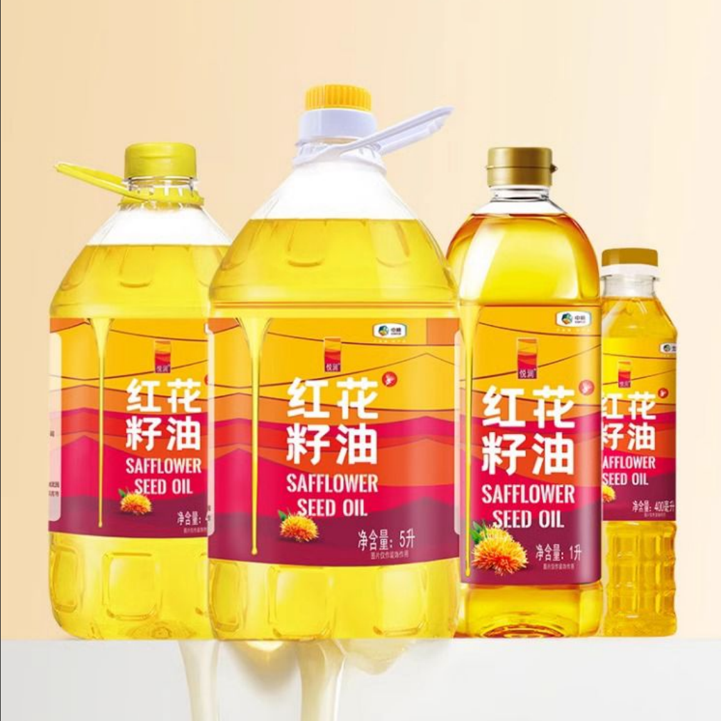 中粮悦润纯正红花籽油1L家庭装物理压榨一级营养健康新疆食用油