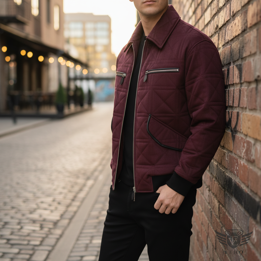 30065绗缝拉链男男士秋冬加棉立领夹克外套加绒冬季