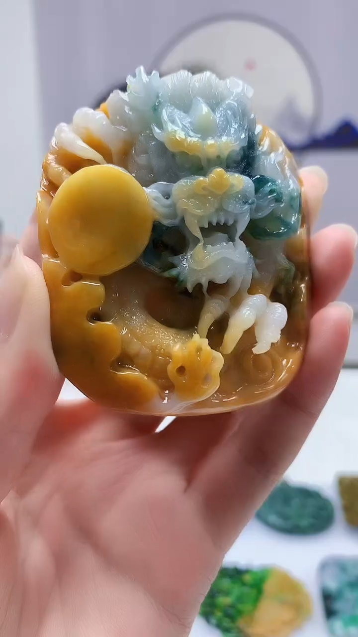 【闪购商品】定制翡翠未镶嵌4852zm-毛货挂件龙牌172