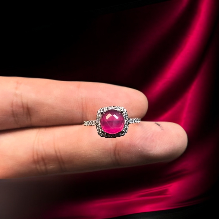 瑾萱高订名饰338-轻奢培育3A红宝石精切合金戒指