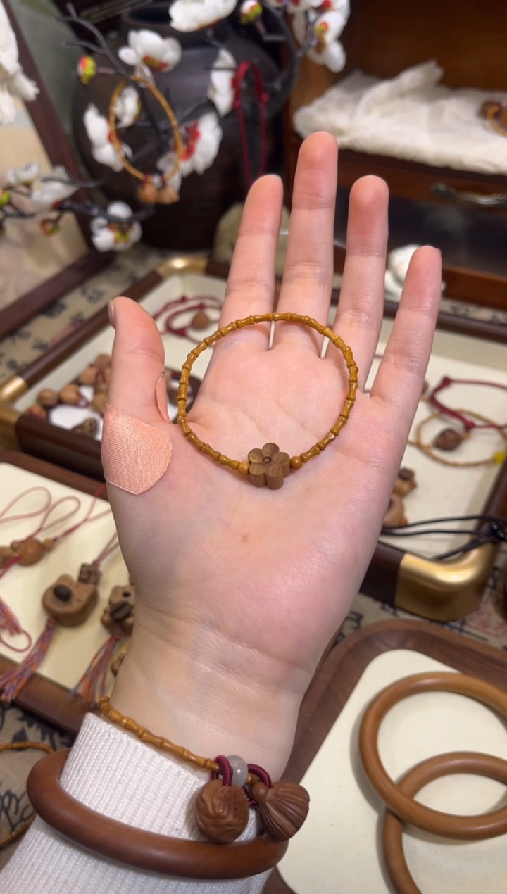 手串桃核【桃缘行】竹节「小花」桃木桃核辟、挡、驱、护 备注手围