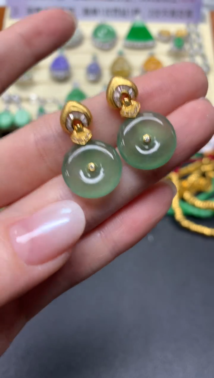 【闪购商品】翡翠耳饰18K金镶嵌耳饰|3980+398