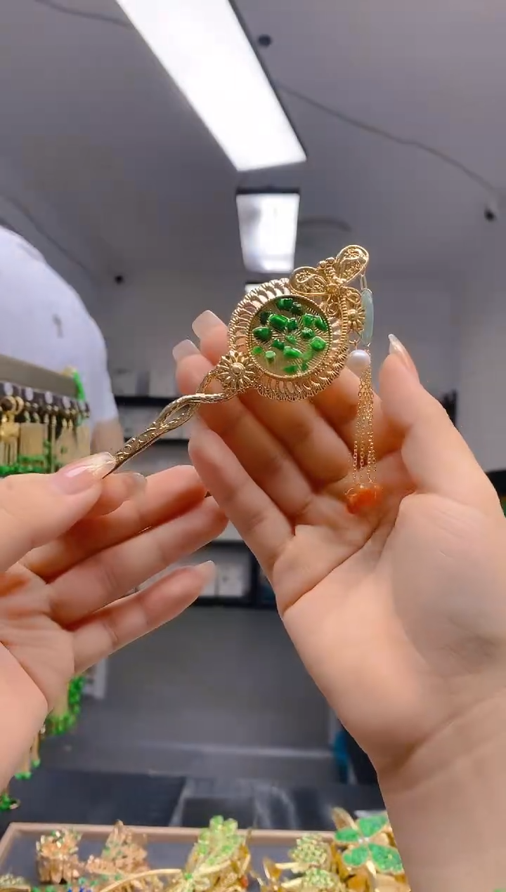 【闪购商品】翡翠耳饰合金250翡翠发簪