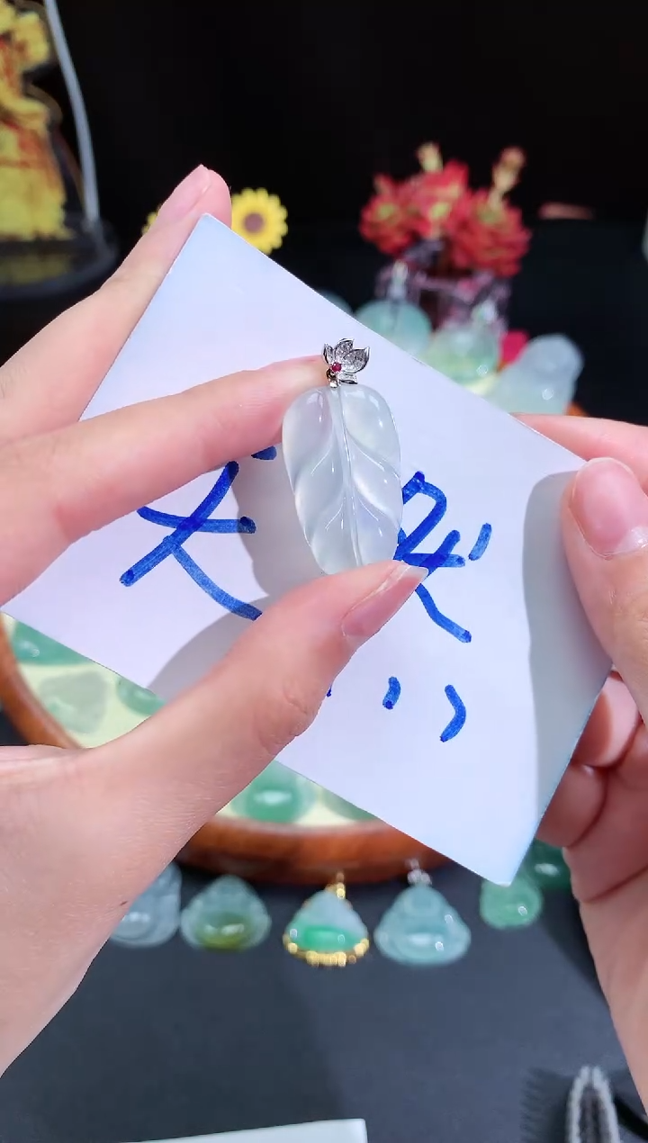 【闪购商品】翡翠颈饰未镶嵌叶子