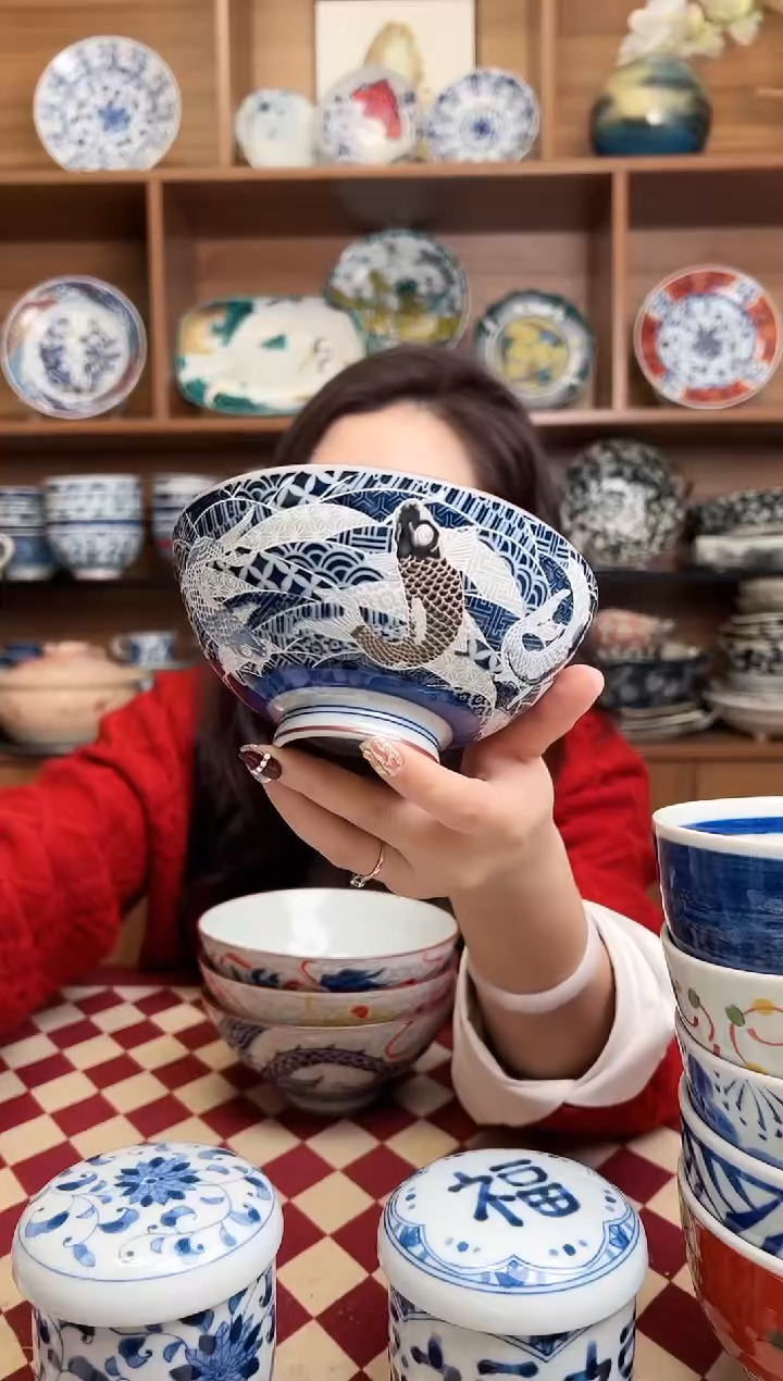 【闪购商品】瓷片吉祥锦鲤14cm大饭碗     