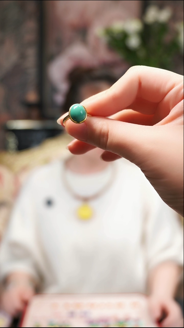 18K金镶嵌绿松石戒指戒指