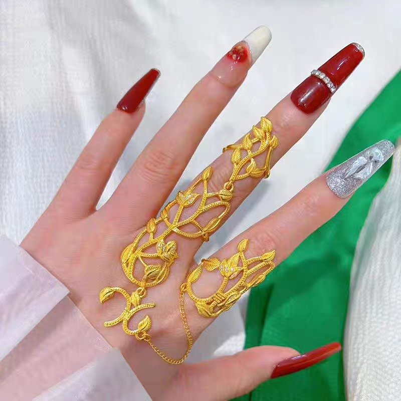 铜合金戒指 复古/宫廷金色女民族风百搭戒指