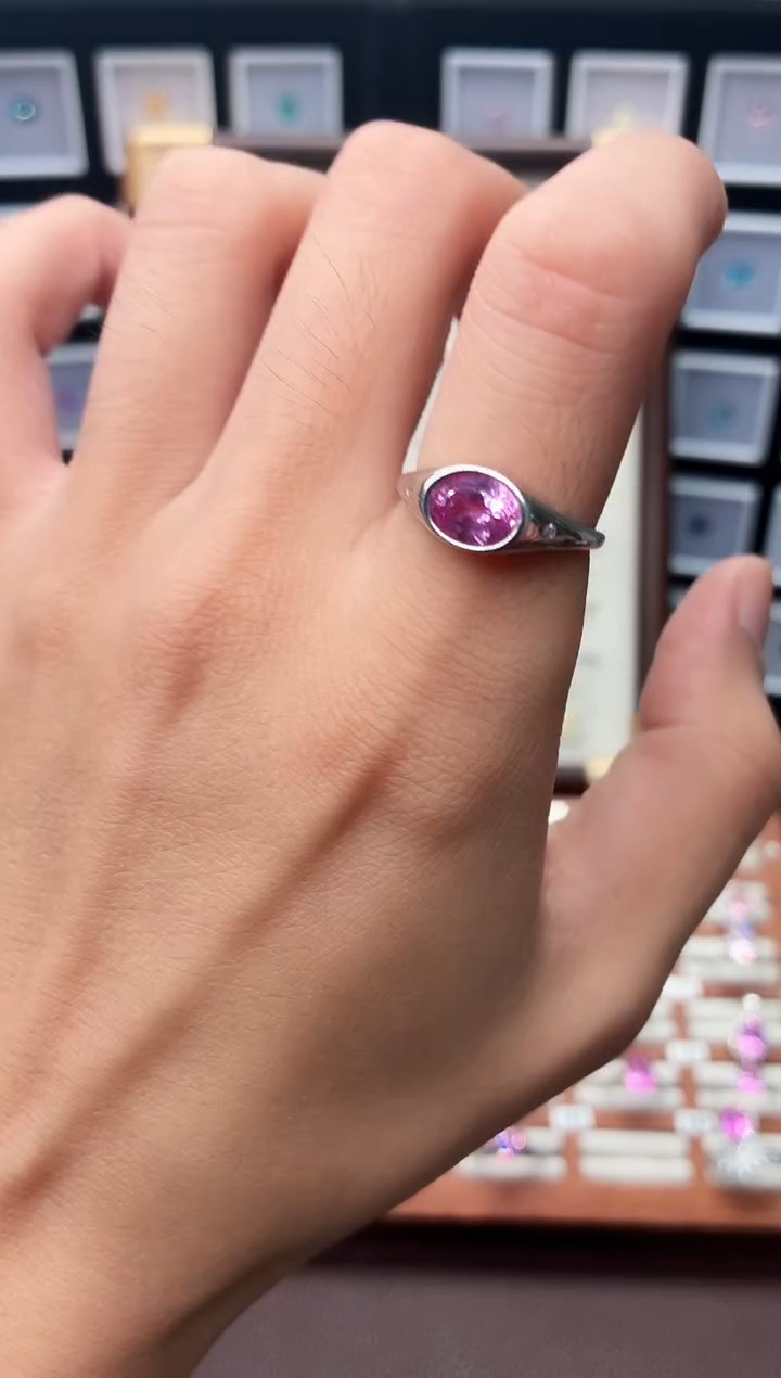 戒指彩色蓝宝石银S925镶嵌111