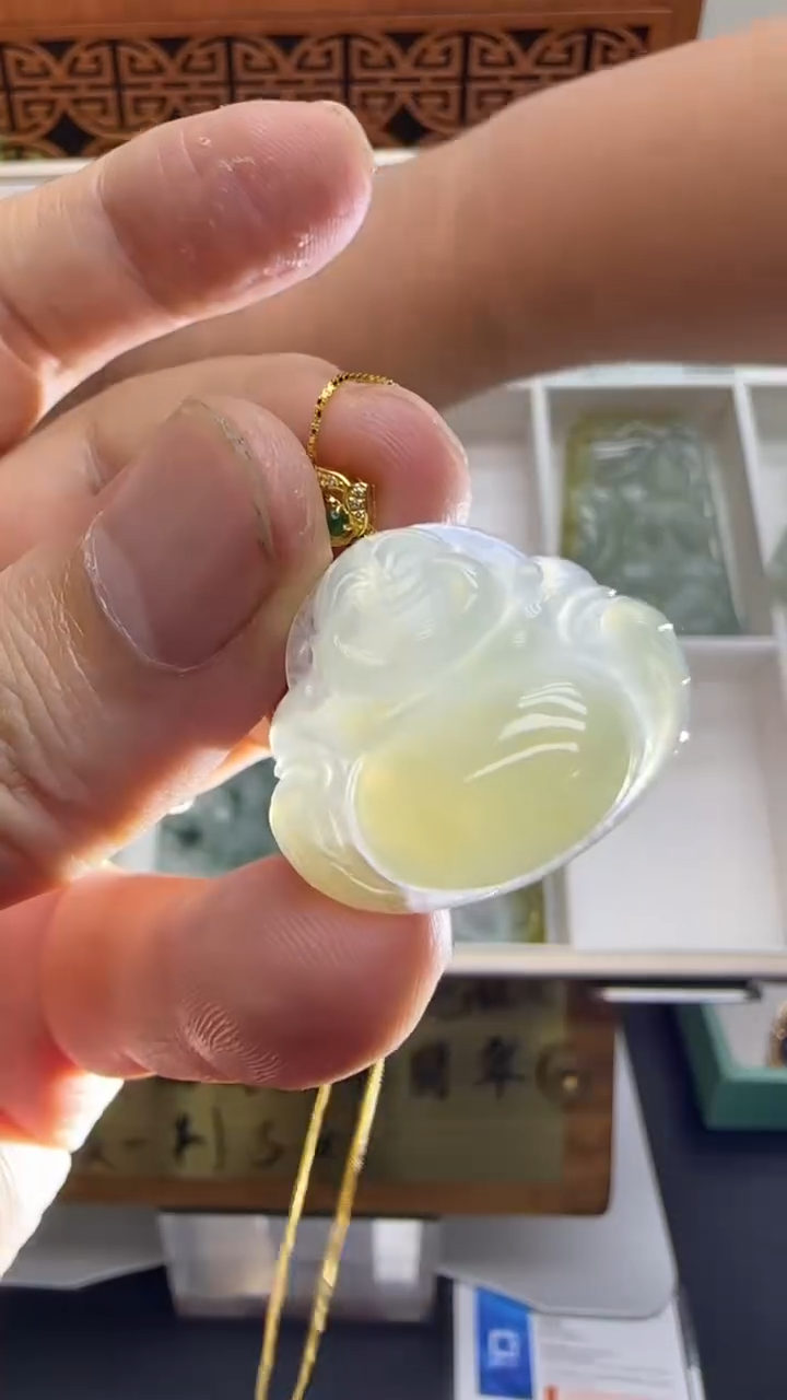 【闪购商品】翡翠挂件18K金镶嵌A货翡翠多样性孤品