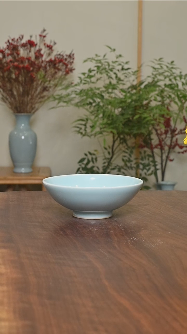 【闪购商品】其他#微瑕天青釉无款手拉碗12公分