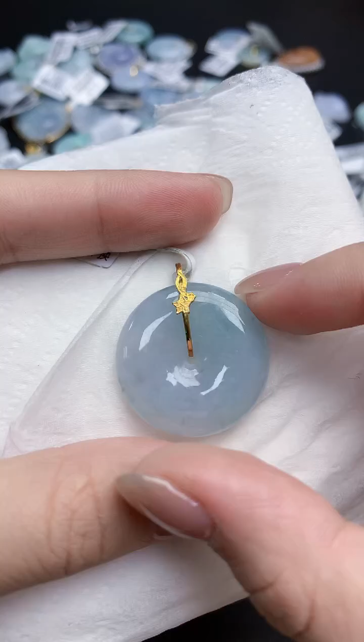 【闪购商品】翡翠颈饰18K金镶嵌天然缅甸翡翠A货