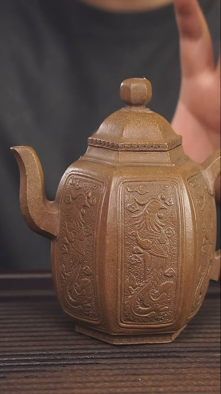 【闪购商品】紫砂茶壶300cc本绿顾氏手工紫砂