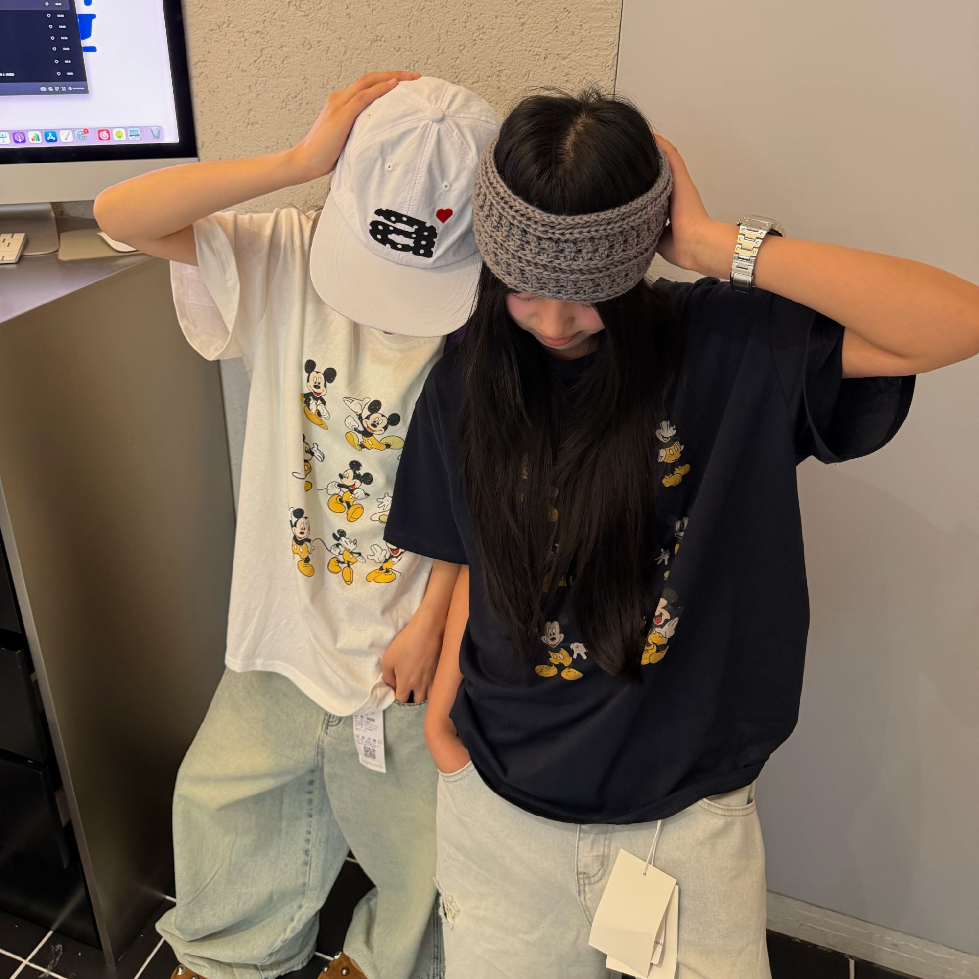 米奇T-新款夏季美式小众卡通印花宽松短袖T恤女百搭上衣
