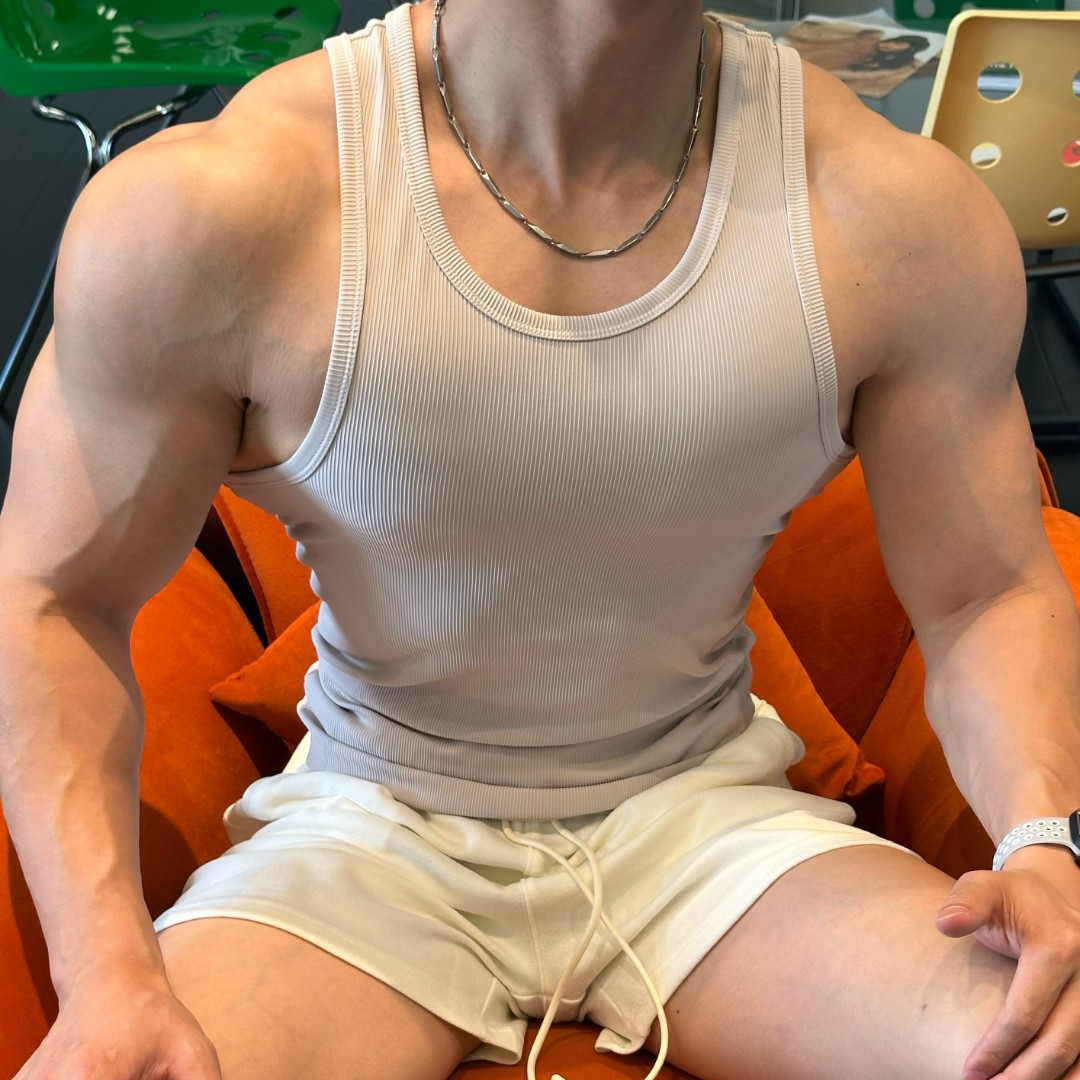 AOBOYUAN 美式修身250克重磅美人条背心透气凉感运动背心健身运动