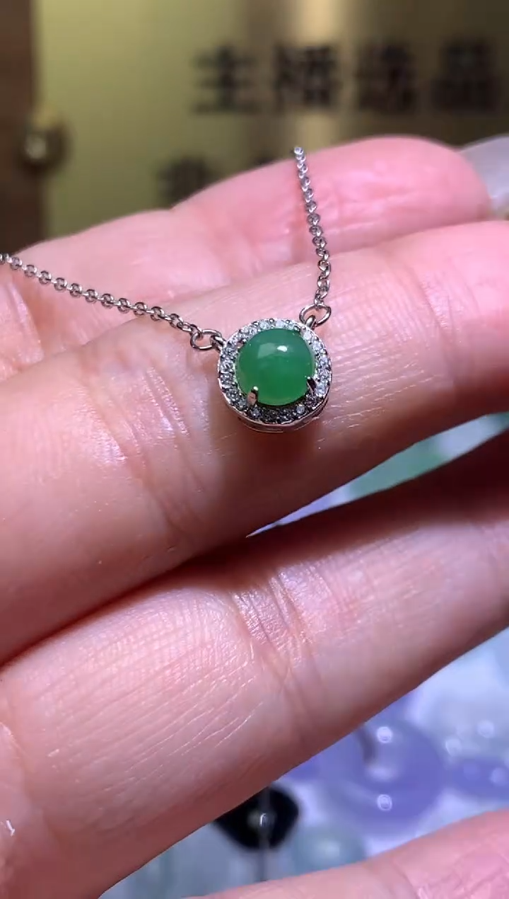 【闪购商品】翡翠颈饰银S925镶嵌净货