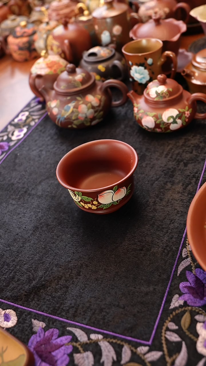 茶壶紫砂朱泥桃子杯