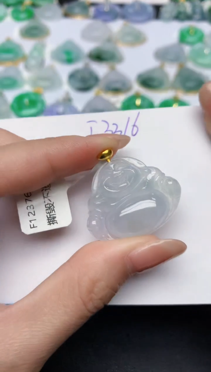 颈饰18K金镶嵌翡翠天然缅甸A货翡翠百元以上9元证书费自理