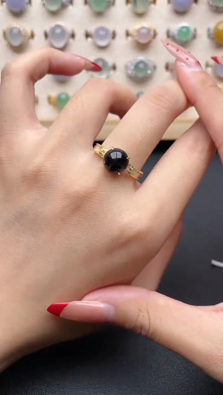 【闪购商品】翡翠戒指银S925镶嵌一物一证一礼盒