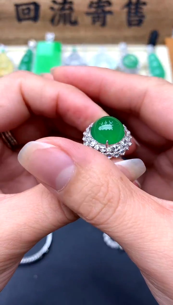 【闪购商品】翡翠戒指18K金镶嵌439-分单20000-总价55000