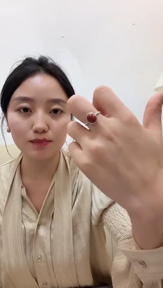 银S925镶嵌南红玛瑙戒指索南措姆戒指